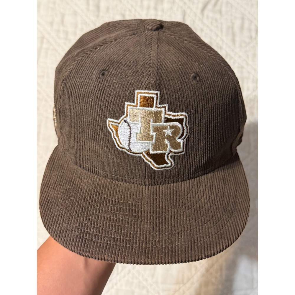 New Era Fitted Hat corduroy Brown Texas Rangers Men 7 1/4 Arlington Stadium Cap - Picture 2 of 10